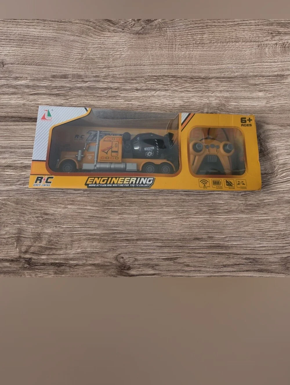 Remote Control Engineering Cement Truck Toy in Yellow and Black